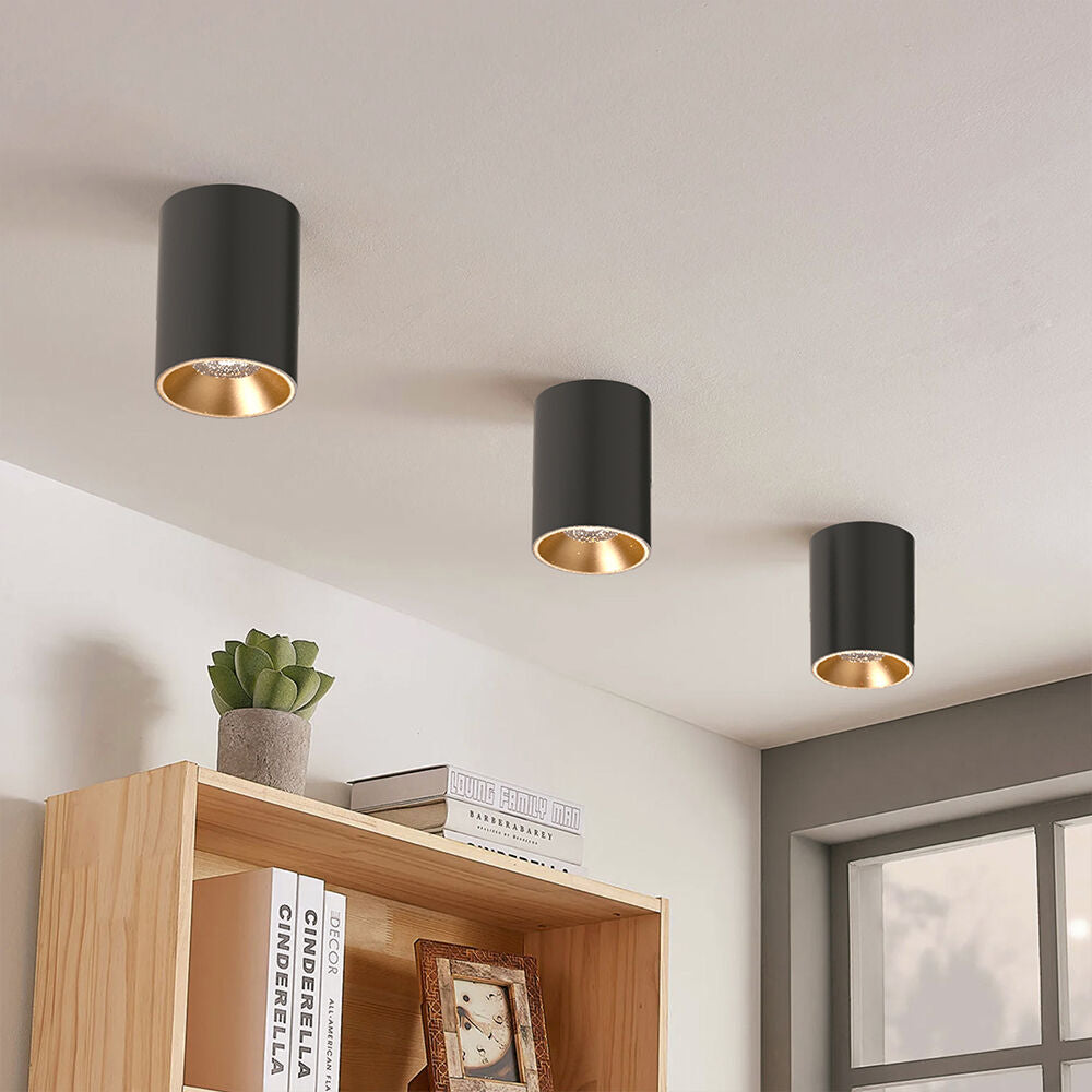 Spot Aplicat Rotund Negru & Auriu Dulie GU10 Ø94x145mm led ceiling light