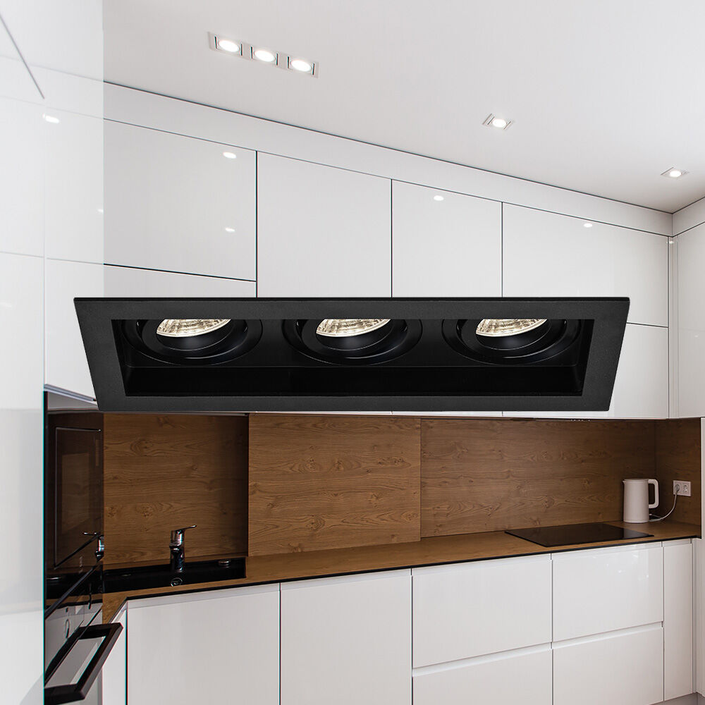 Spot Incastrat Dreptunghiular Fascicul Reglabil Negru Dulie 3xGU10 L270xH33mm led ceiling light