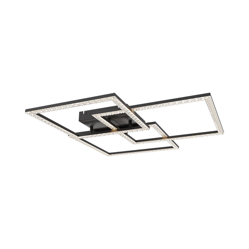 Lustra LED 3 Squares Cristal Black Echivalent 800W Telecomanda