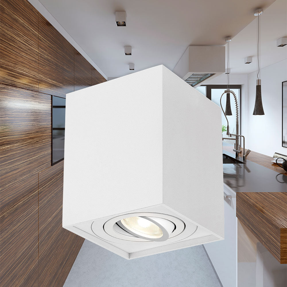 Spot Aplicat Patrat Fascicul Reglabil Alb Dulie GU10 L80xH100mm led ceiling light