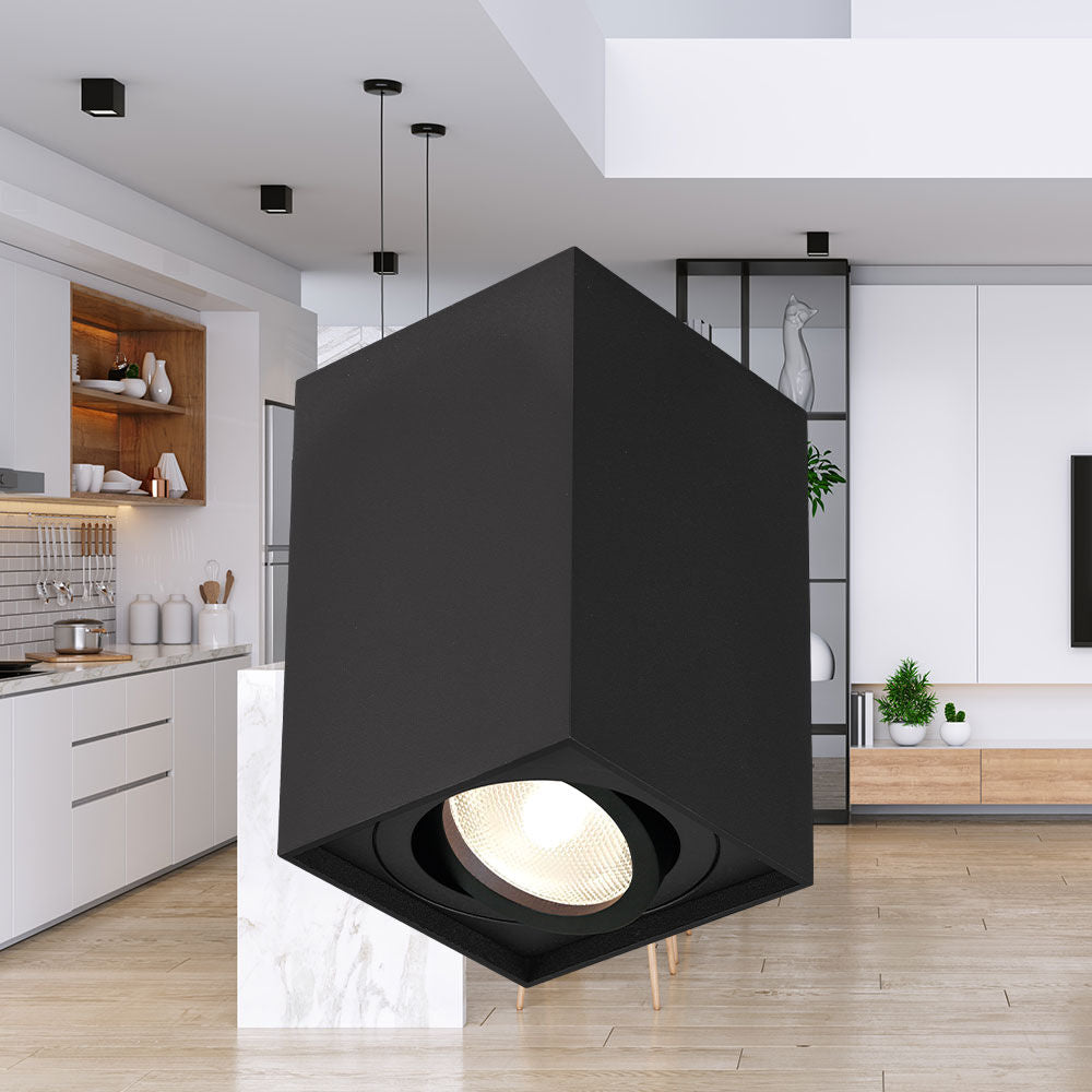 Spot Aplicat Dreptunghiular Negru Dulie GU10 12.5CM SPOT LED APLICAT / GU10 / NEAGRA led ceiling light