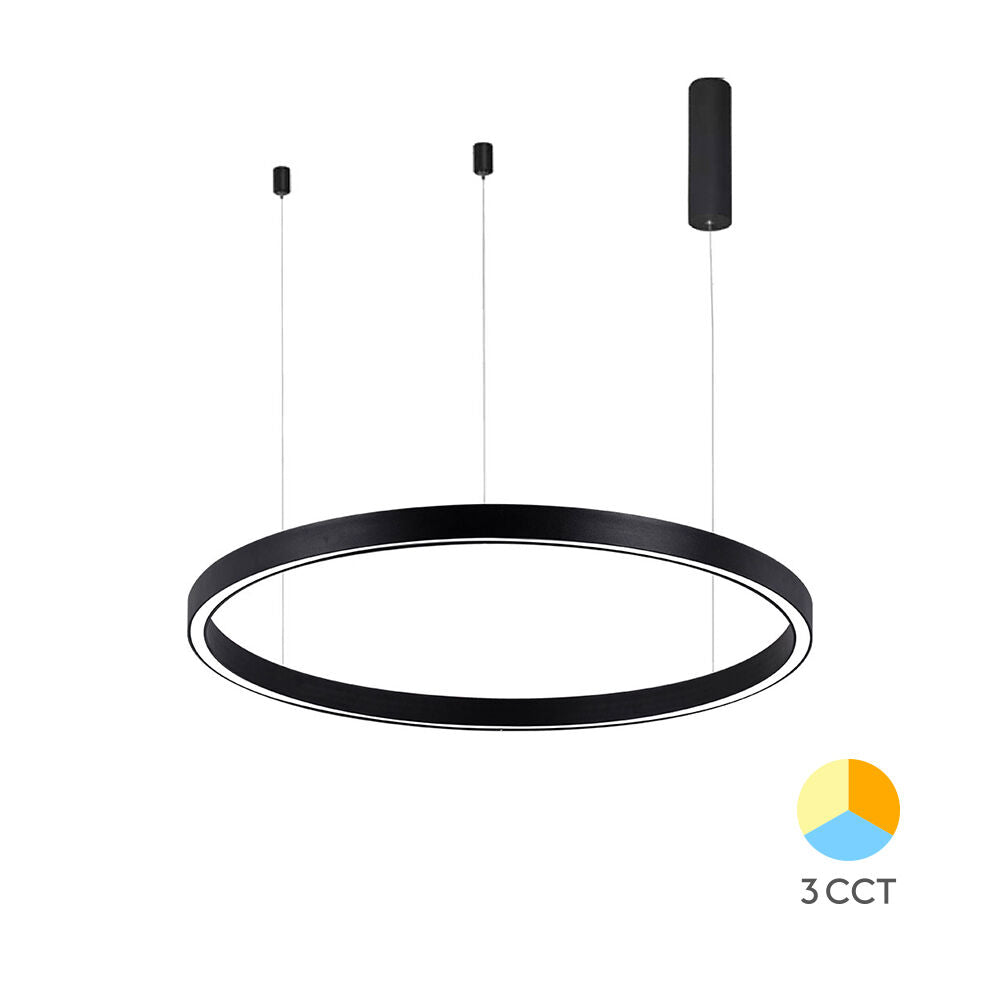 Lustra LED Suspendata TULLIO 60cm Black 1 Segment Echivalent 300W NEAGRA / SUSPENDATE / 60CM Lighting Fixtures