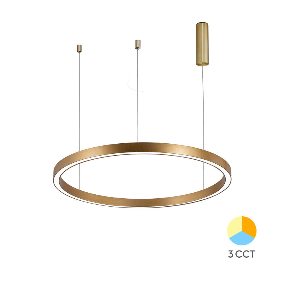 Lustra LED Suspendata TULLIO 60cm Gold 1 Segment Echivalent 300W AURIE / SUSPENDATE / 60CM Lighting Fixtures