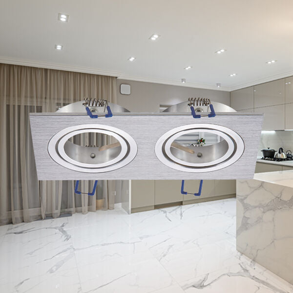Spot Incastrat Dreptunghiular Fascicul Reglabil Argintiu Dulie 2xMR16 L170xH25mm led ceiling light