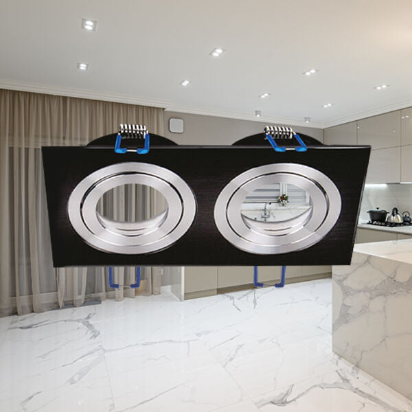 Spot Incastrat Dreptunghiular Fascicul Reglabil Negru & Argintiu Dulie 2xMR16 L170xH25mm led ceiling light