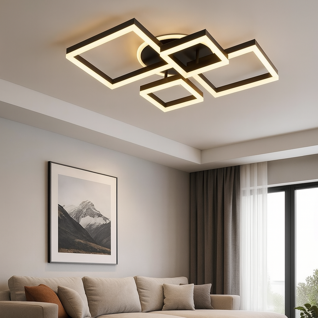 Lustra LED 2 + 2 SQUARE BLACK Telecomanda 240W 5190-2 + 2 BK SQUARE DESIGN / NEAGRA Lighting Fixtures
