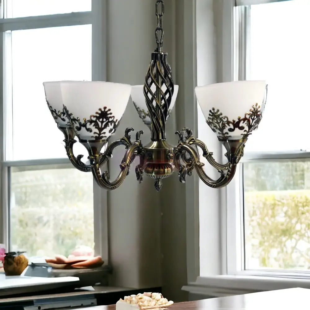 Candelabru Antichizat Bronz 5Xe27 Melo Chandeliers Crystal