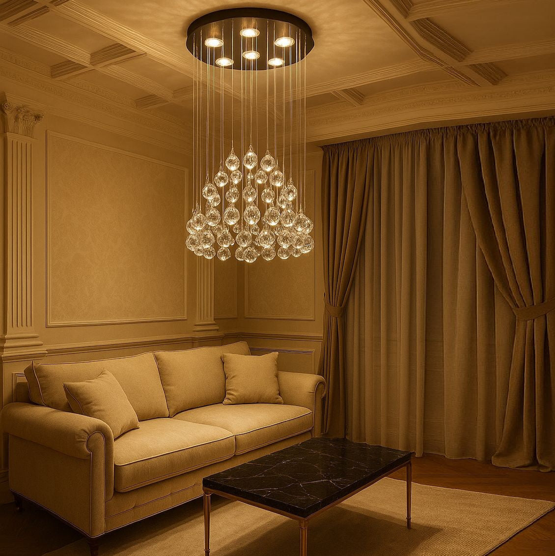 Candelabru LED Cristal Crysta 7x5W Silver 50CM Echivalent 300W ARGINTIE / CRISTAL Chandeliers Crystal