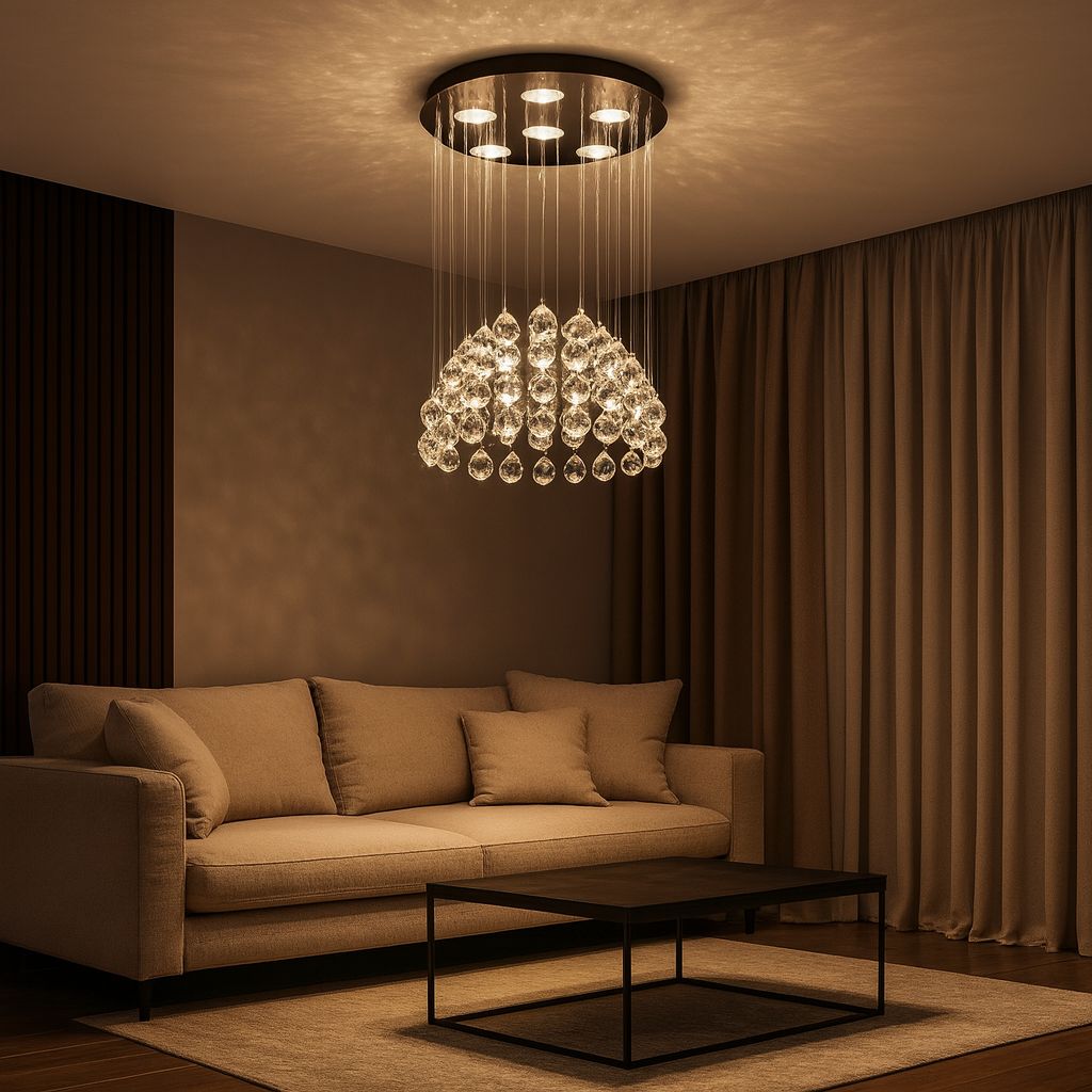 Candelabru LED Cristal Crysta 7x5W Silver 50CM Echivalent 300W ARGINTIE / CRISTAL Chandeliers Crystal