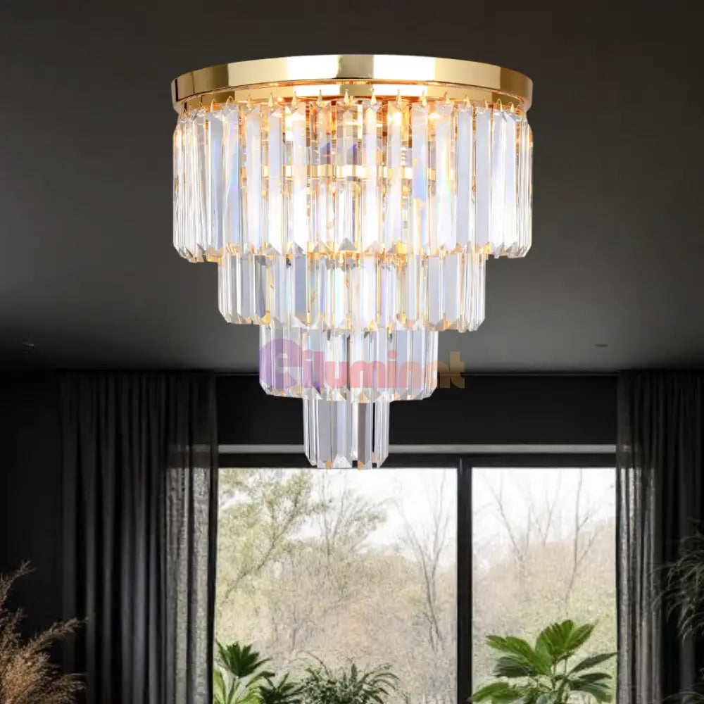 Lustra Cristal 5xE14 Volux ALB + AURIU / CRISTAL / 30CM Chandeliers Crystal