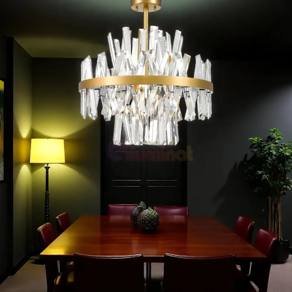 Lustra 8XG9 Gold Kanso ALB + AURIU / CRISTAL / 50CM Chandeliers Crystal