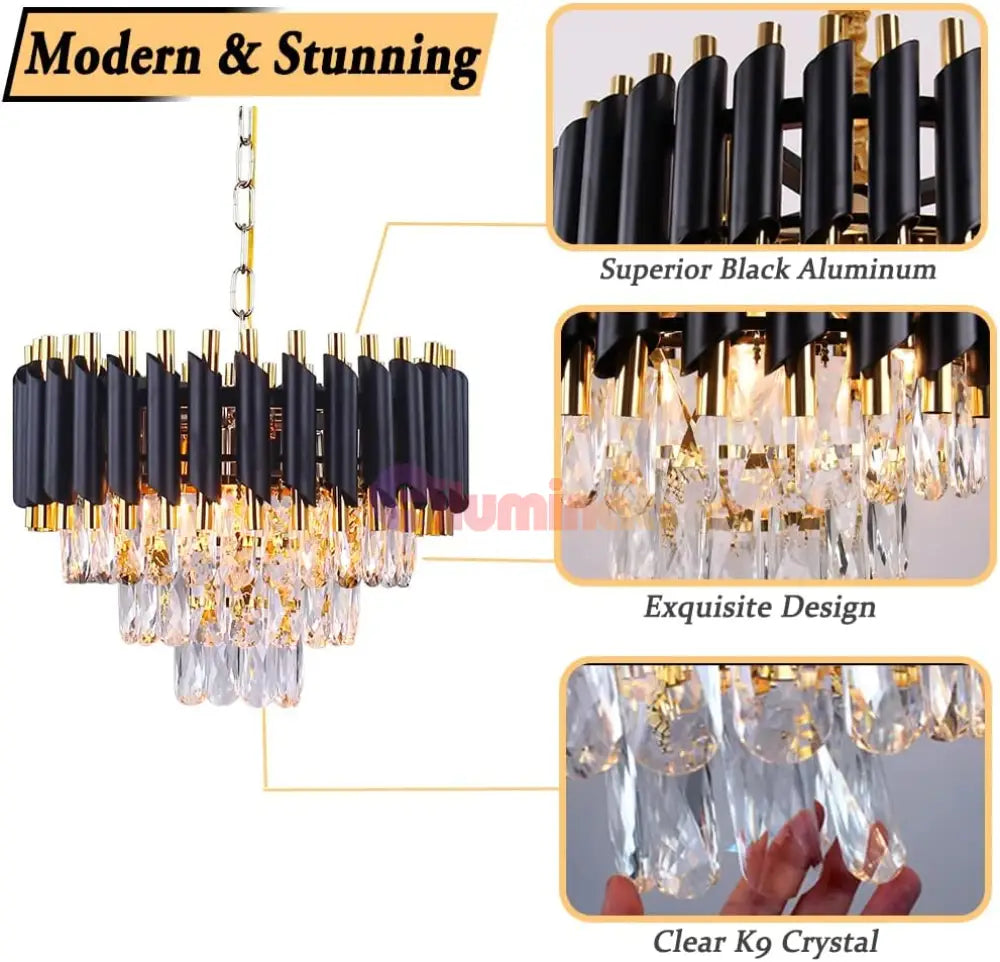 Candelabru Cristal BLACK PANTHER 300mm NEGRU + AURIU / CRISTAL / 30CM Chandeliers Crystal