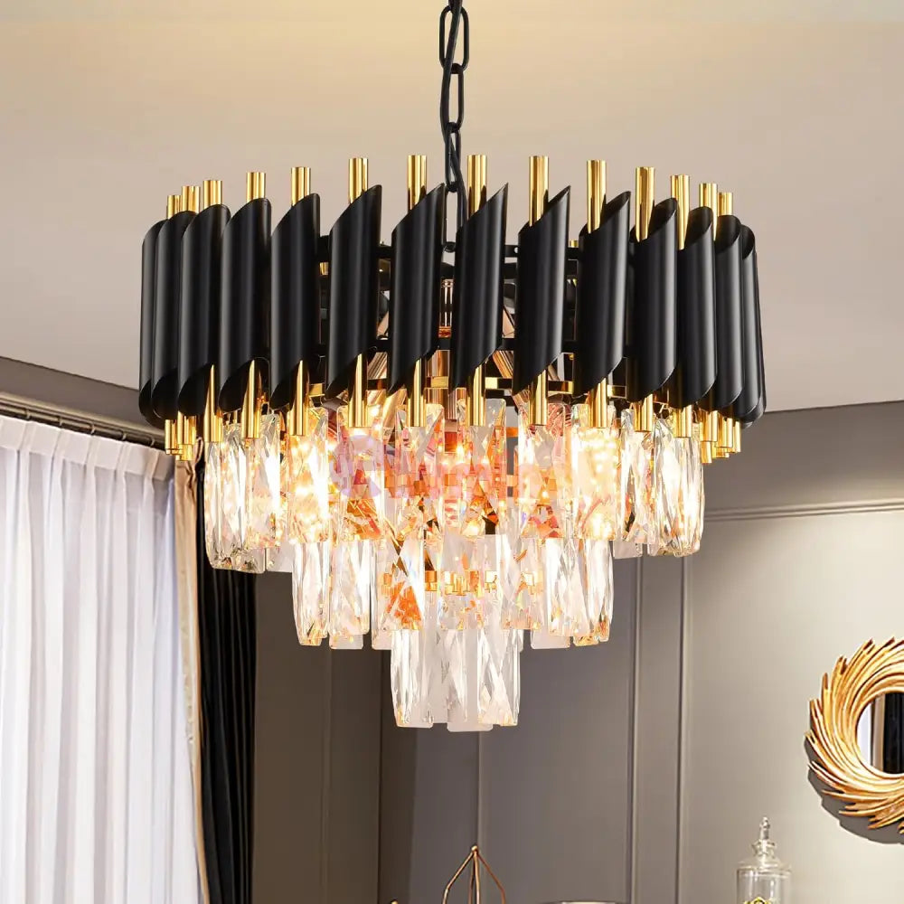 Candelabru Cristal BLACK PANTHER 300mm NEGRU + AURIU / CRISTAL / 30CM Chandeliers Crystal