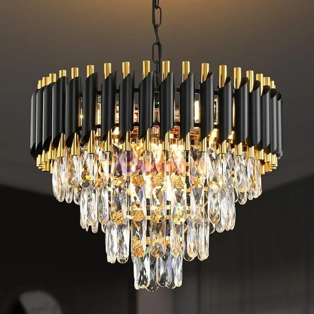 Candelabru Cristal BLACK PANTHER 400mm NEGRU + AURIU / CRISTAL / 40CM Chandeliers Crystal