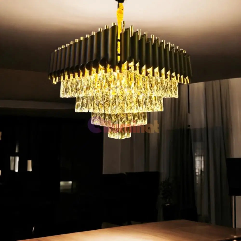 Candelabru Cristal Black Panther Square 500mm NEGRU + AURIU / 50CM / CRISTAL Chandeliers Crystal