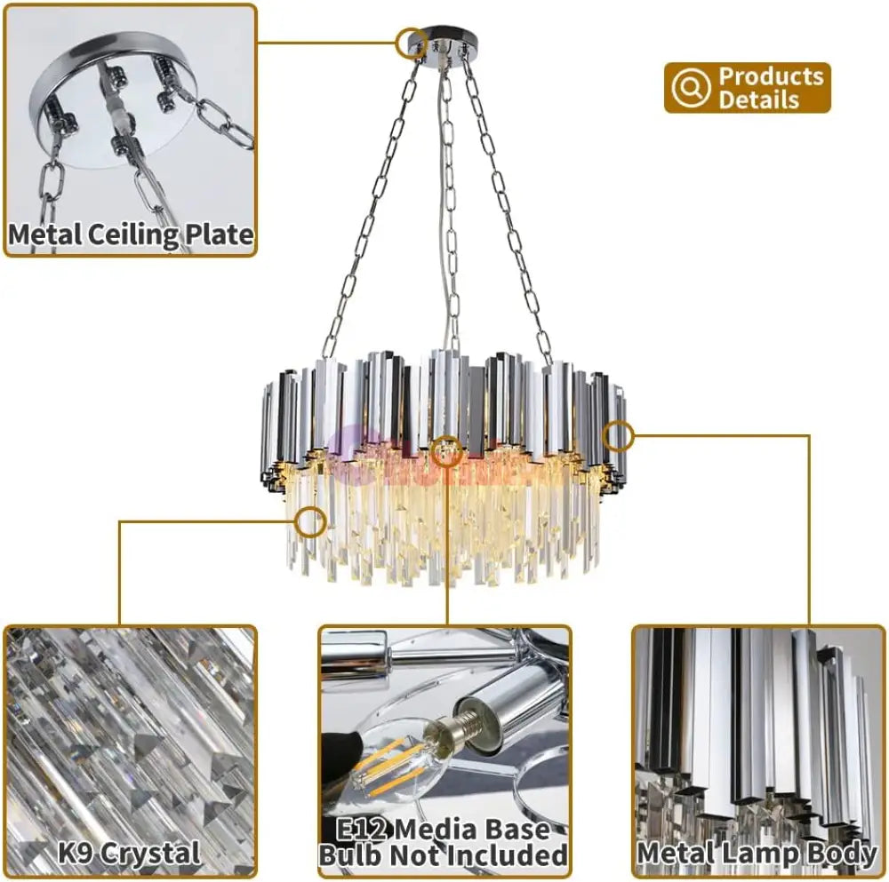 Candelabru Cristal Glory Silver 50Cm Cu Lant Chandeliers Crystal