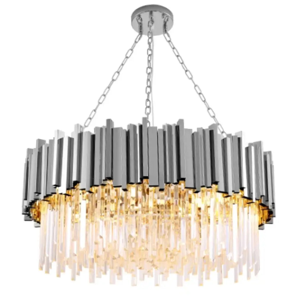 Candelabru Cristal Glory Silver 60Cm Cu Lant Led Chandelier