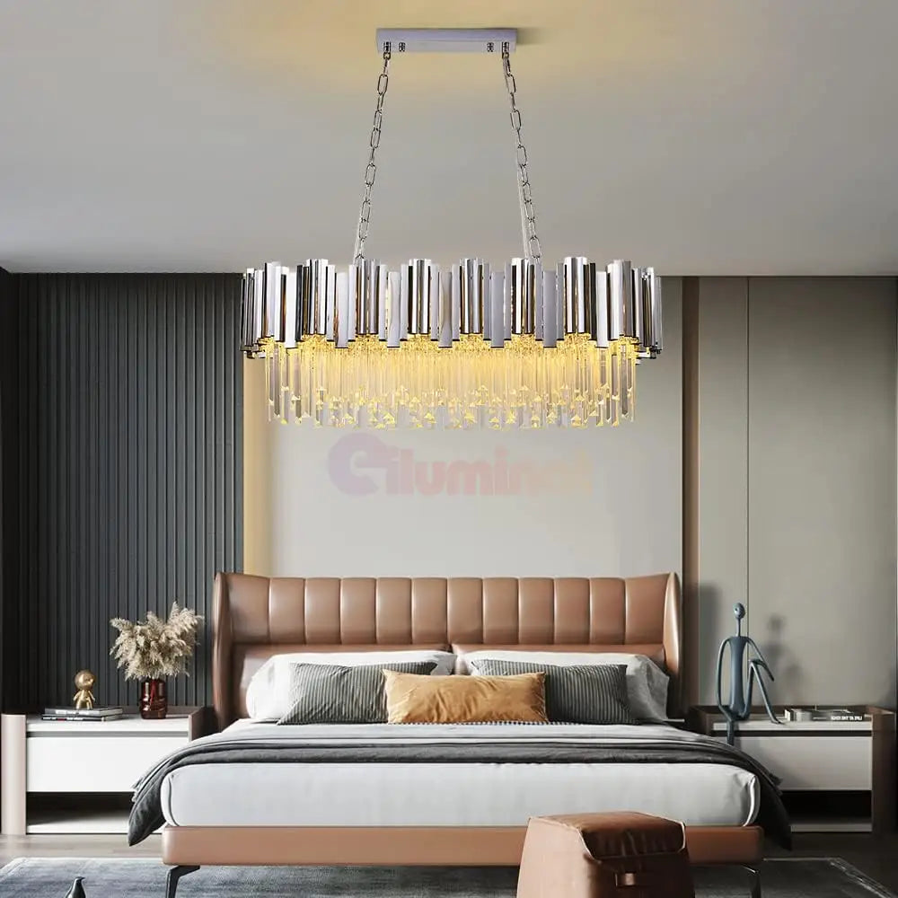 Candelabru Cristal Glory Silver 75X35Cm Led Chandelier