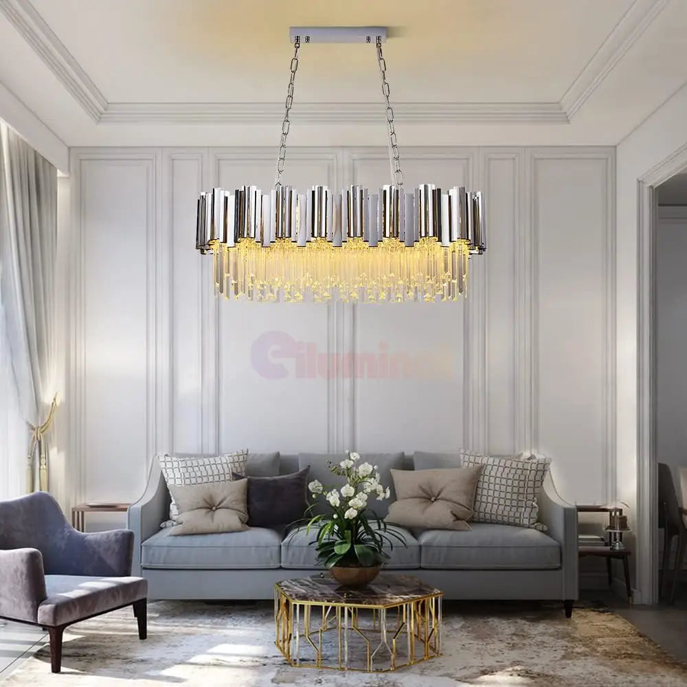 Candelabru Cristal Glory Silver 75X35Cm Led Chandelier