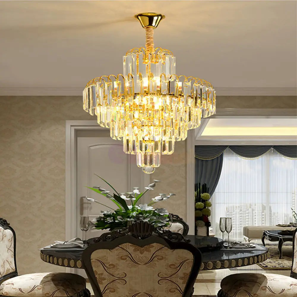 Candelabru Cristal Golden Elegance 5 Becuri E14 si 90cm cu tot cu lant 90CM / CRISTAL / AURIE Chandeliers Crystal