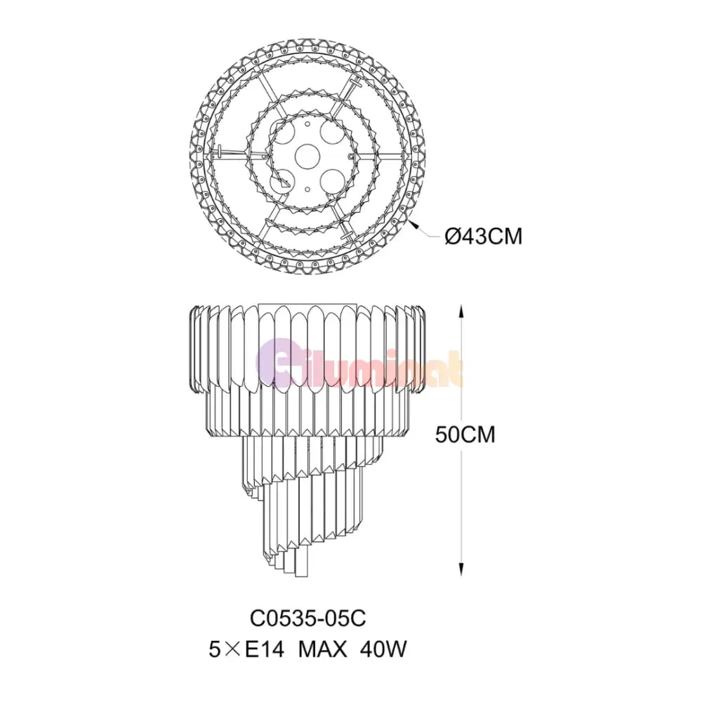 Lustra Cristal 5xE14 Chrome Verano CHROME / CRISTAL Chandeliers