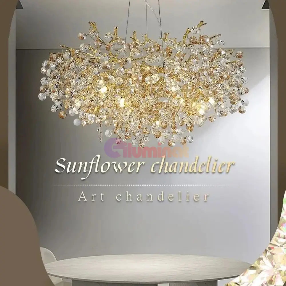 Candelabru Cristal Luxury Golden Sunflower 601 Chandeliers Crystal