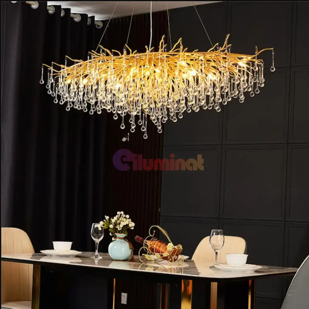 Candelabru Cristal Luxury Golden Tears 140X50Cm Chandeliers Crystal