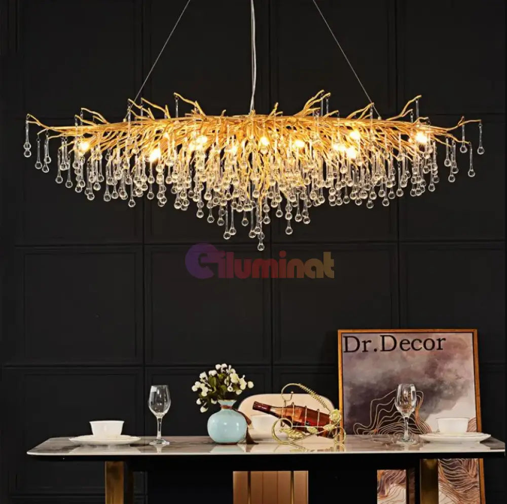 Candelabru Cristal Luxury Golden Tears 140X50Cm Chandeliers Crystal