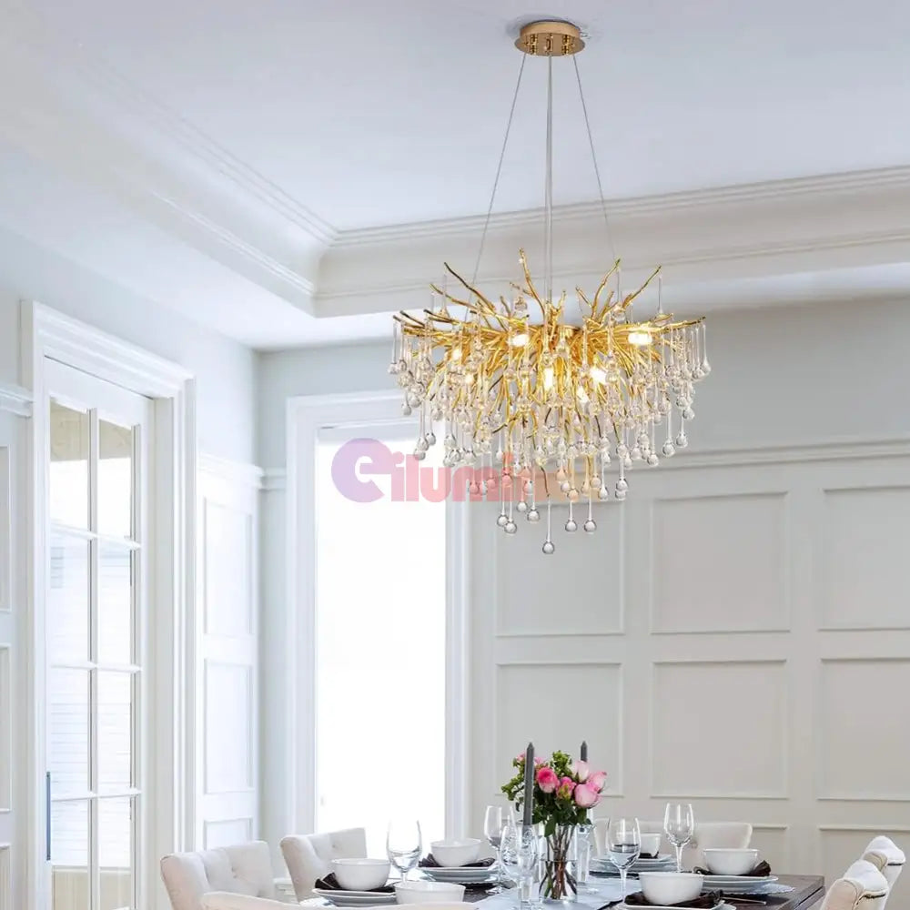 Candelabru Cristal Luxury Golden Tears 40Cm Chandeliers Crystal