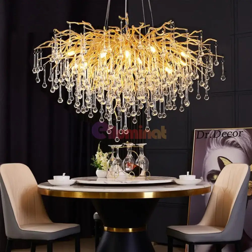 Candelabru Cristal Luxury Golden Tears 80Cm Chandeliers Crystal