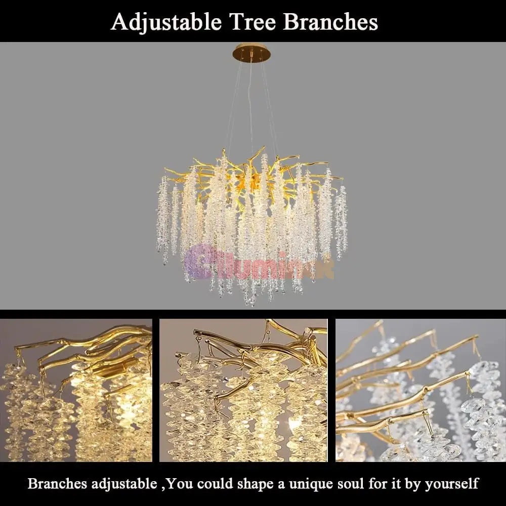 Candelabru Cristal Luxury Golden Willow 45Cm Chandeliers Crystal