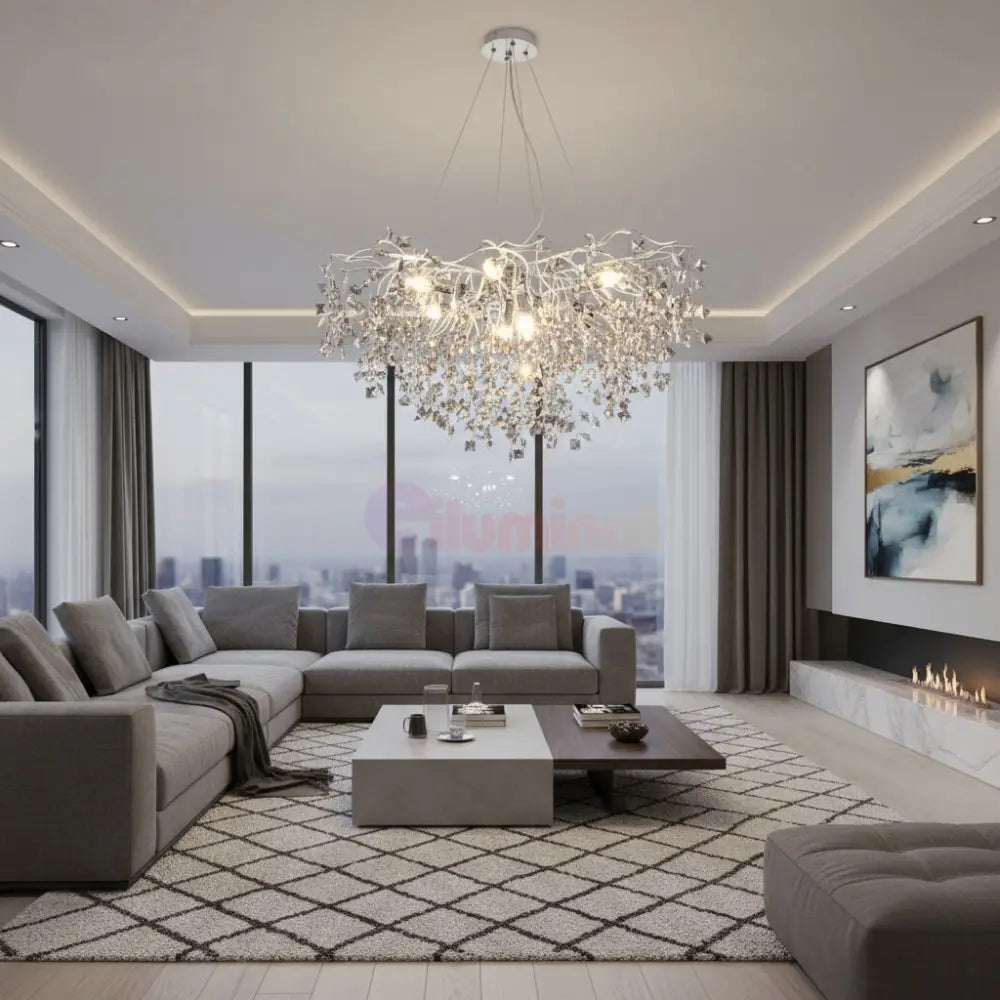 Candelabru Cristal LUXURY Silver SOFT 80x45cm Chandeliers Crystal