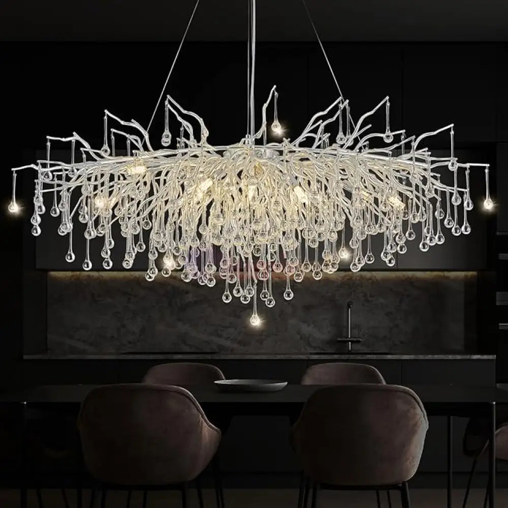 Candelabru Cristal LUXURY SILVER Tears 120x60cm ARGINTIE / 120CM / LUXURY Chandeliers Crystal