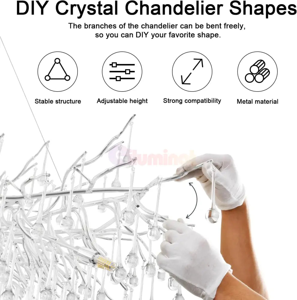 Candelabru Cristal LUXURY Silver Tears 45CM ARGINTIE / 45CM / LUXURY Chandeliers Crystal