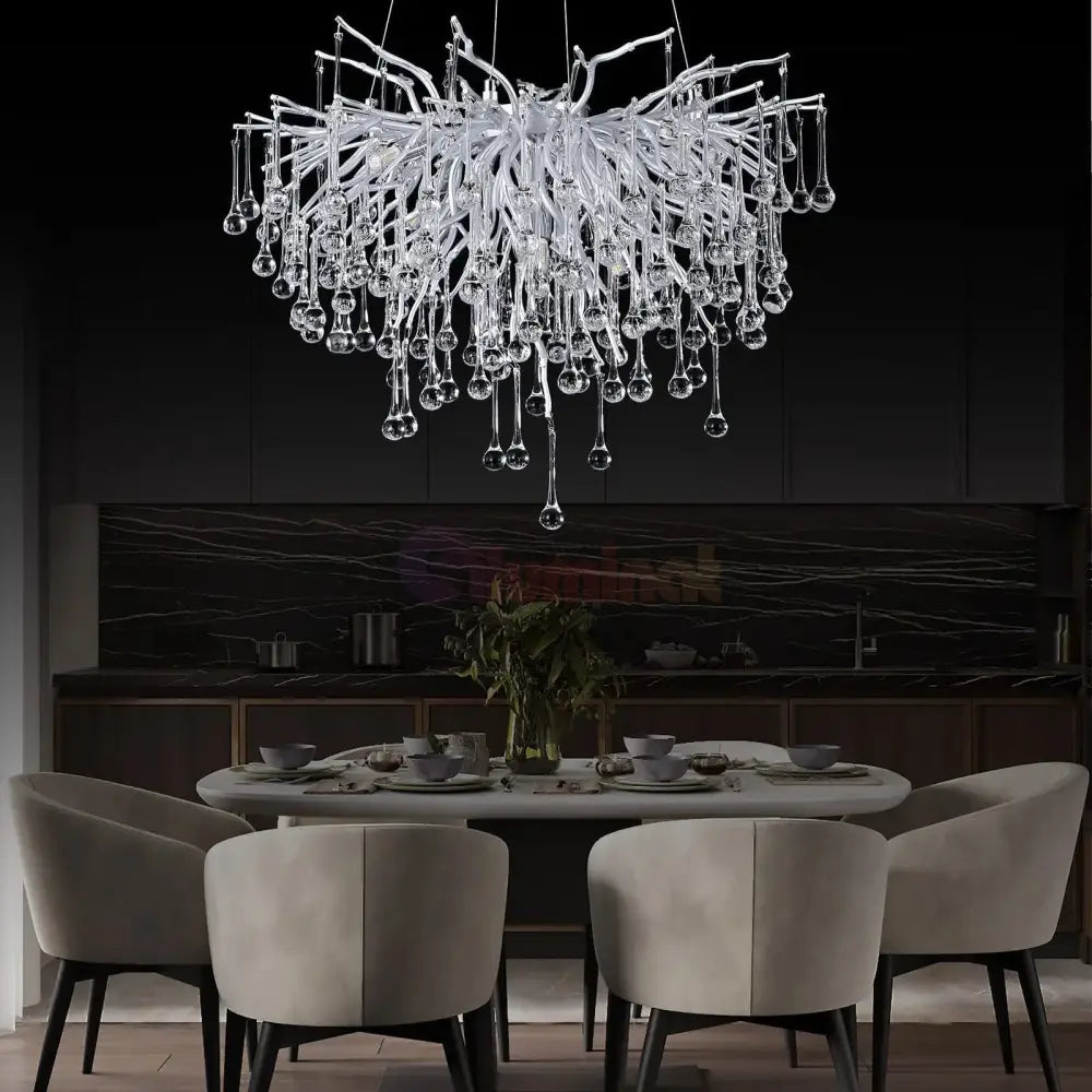 Candelabru Cristal LUXURY Silver Tears 45CM ARGINTIE / 45CM / LUXURY Chandeliers Crystal