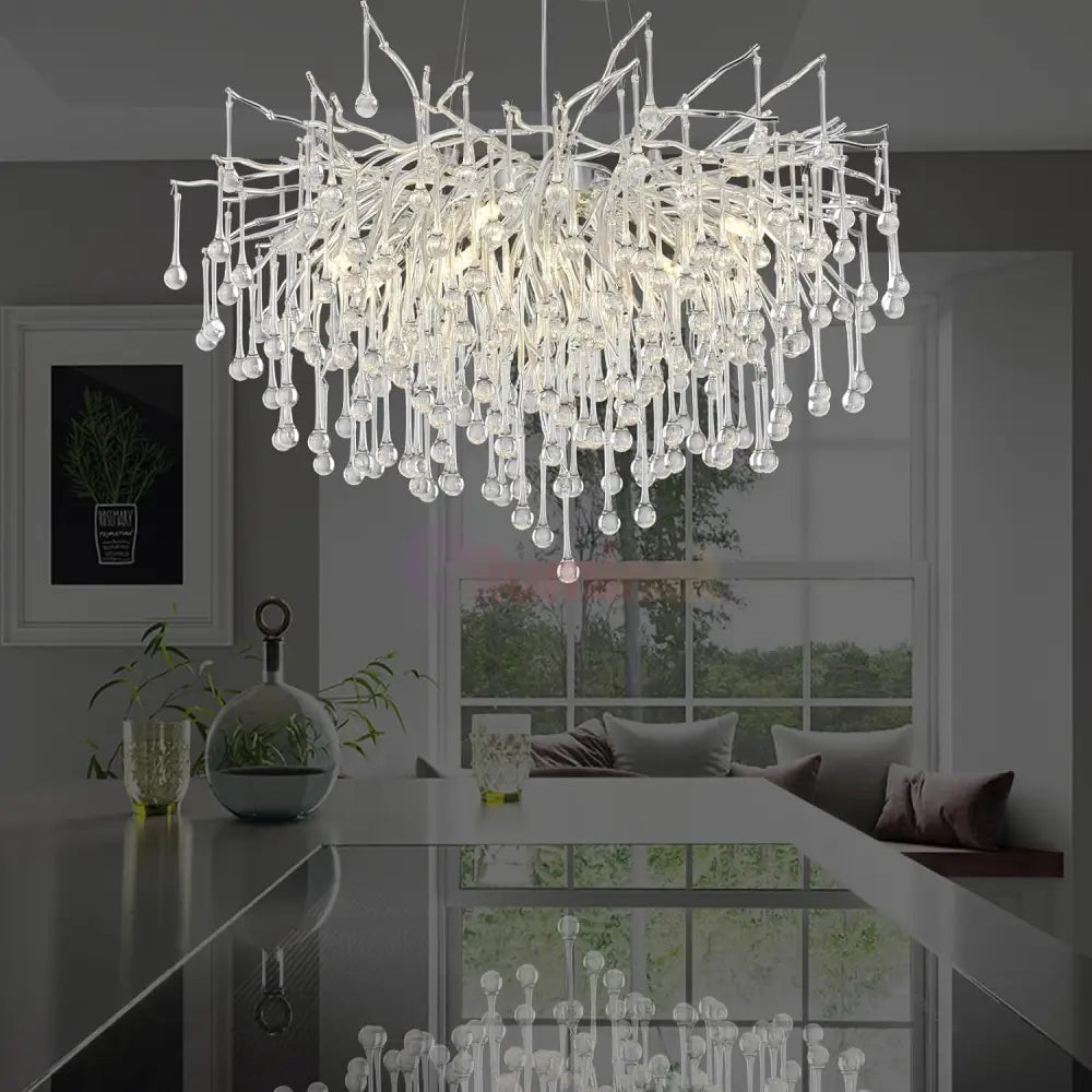 Candelabru Cristal LUXURY Silver Tears 60CM ARGINTIE / 60CM / LUXURY Chandeliers Crystal