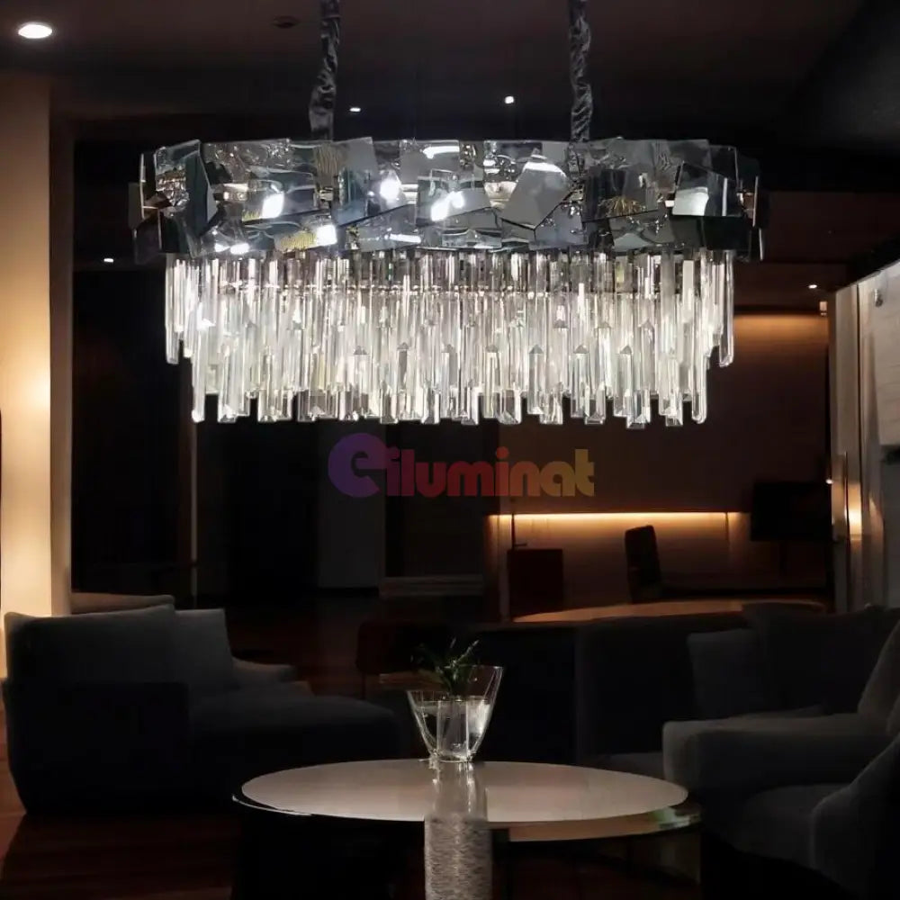 Candelabru Cristal Modern Troy 8743-80x30cm Negru Lucios CRISTAL / NEAGRA / 80X30CM Chandeliers Crystal