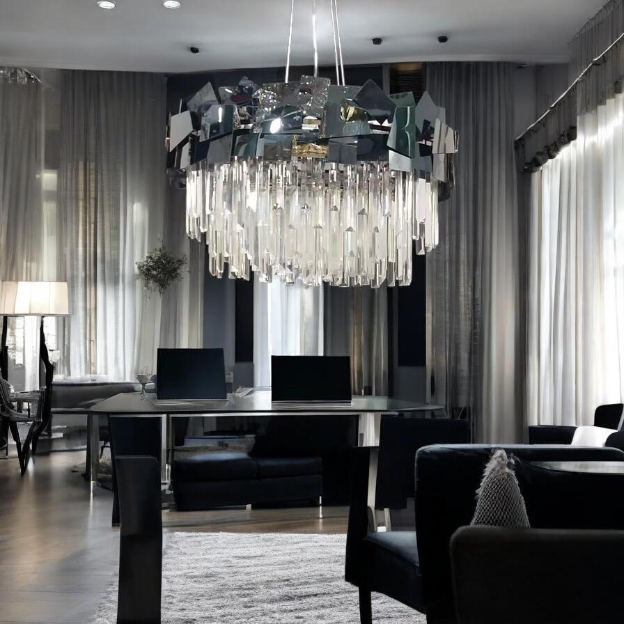 Candelabru Cristal Modern Troy 8743-60cm Negru Lucios CRISTAL / NEAGRA / 60CM Chandeliers Crystal