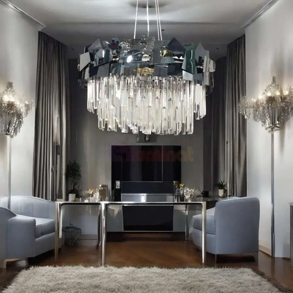 Candelabru Cristal Modern Troy 8743-60cm Negru Lucios CRISTAL / NEAGRA / 60CM Chandeliers Crystal