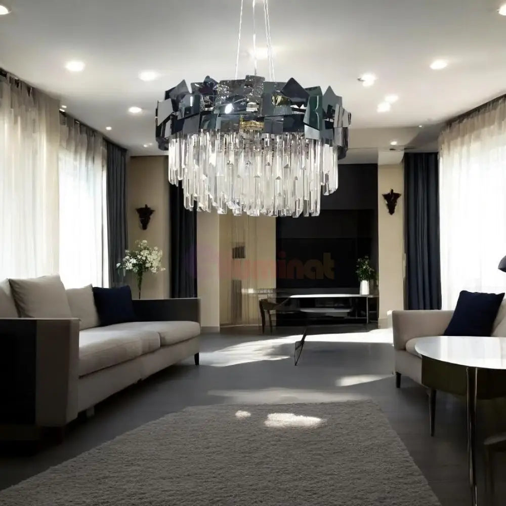 Candelabru Cristal Modern Troy Negru Lucios Chandeliers Crystal