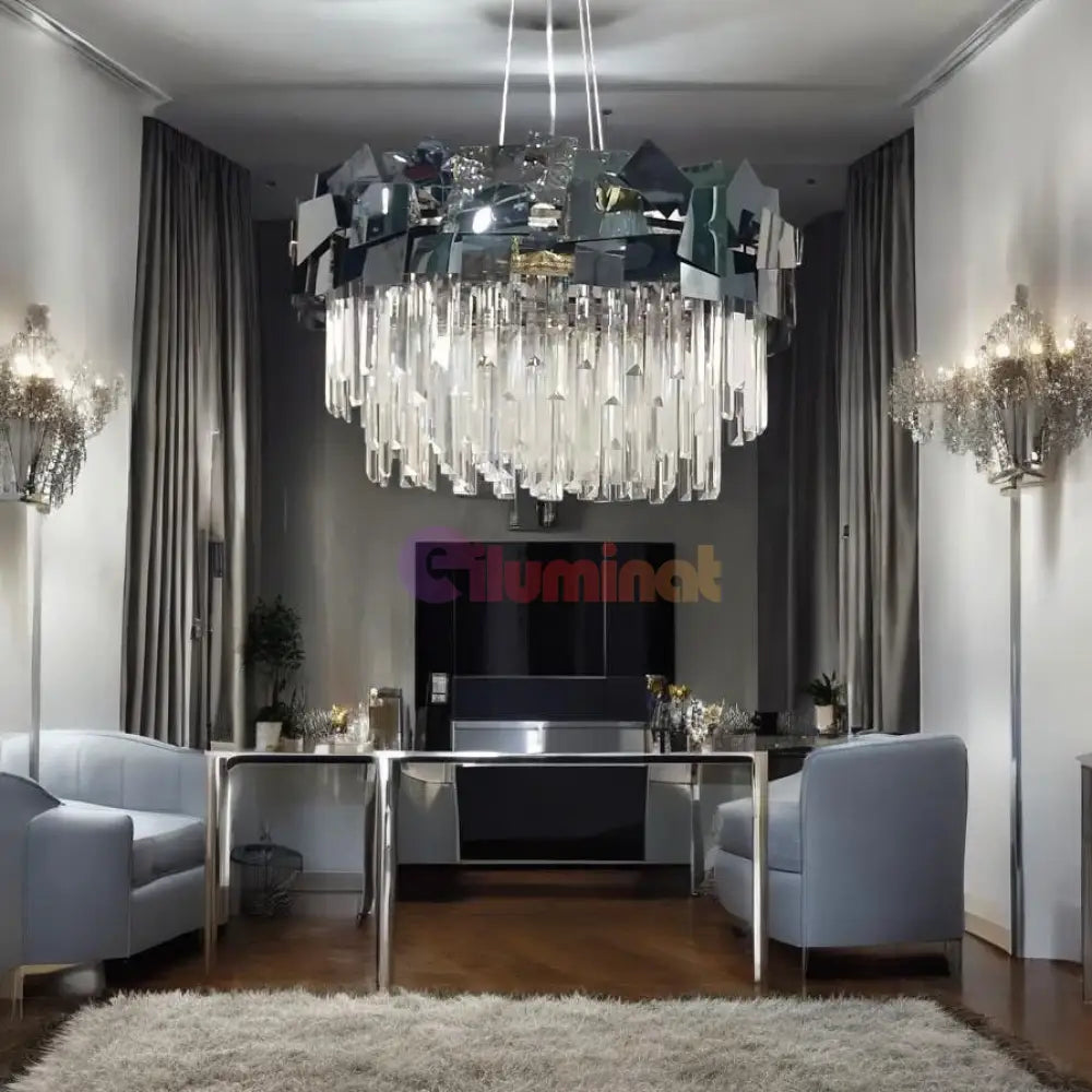 Candelabru Cristal Modern Troy 8743-60cm Negru Lucios CRISTAL / NEAGRA / 60CM Chandeliers Crystal