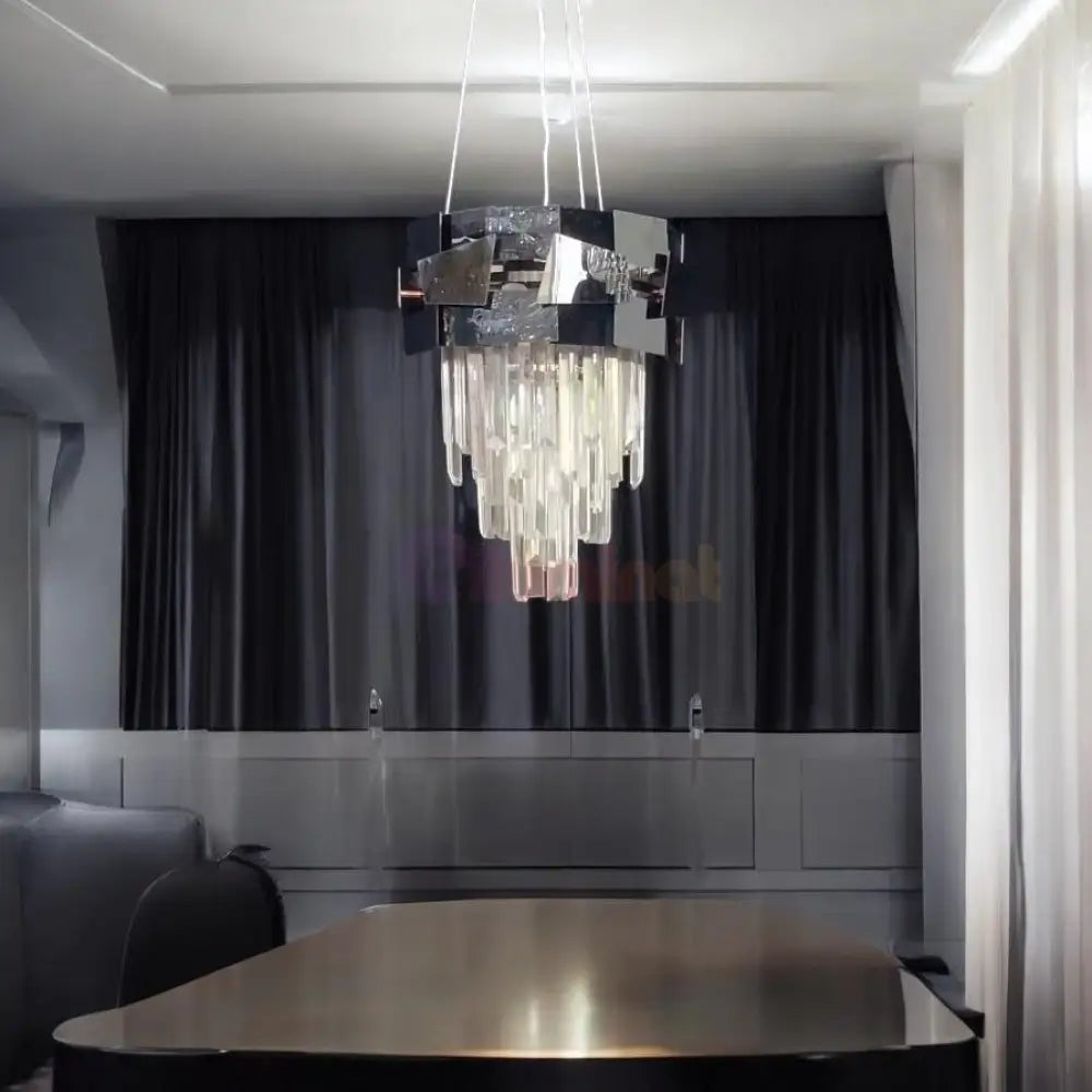 Candelabru Cristal Modern Troy Negru Lucios Chandeliers Crystal