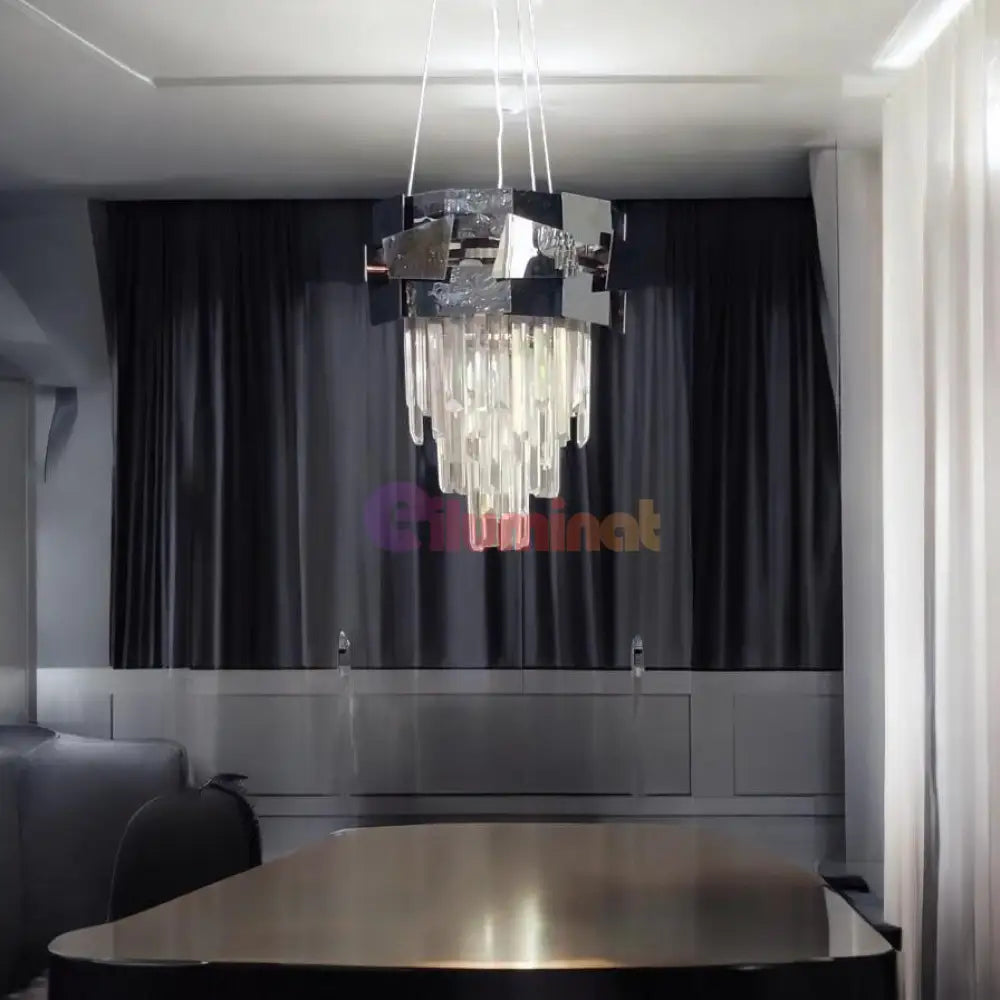 Candelabru Cristal Modern Troy Negru Lucios Chandeliers Crystal
