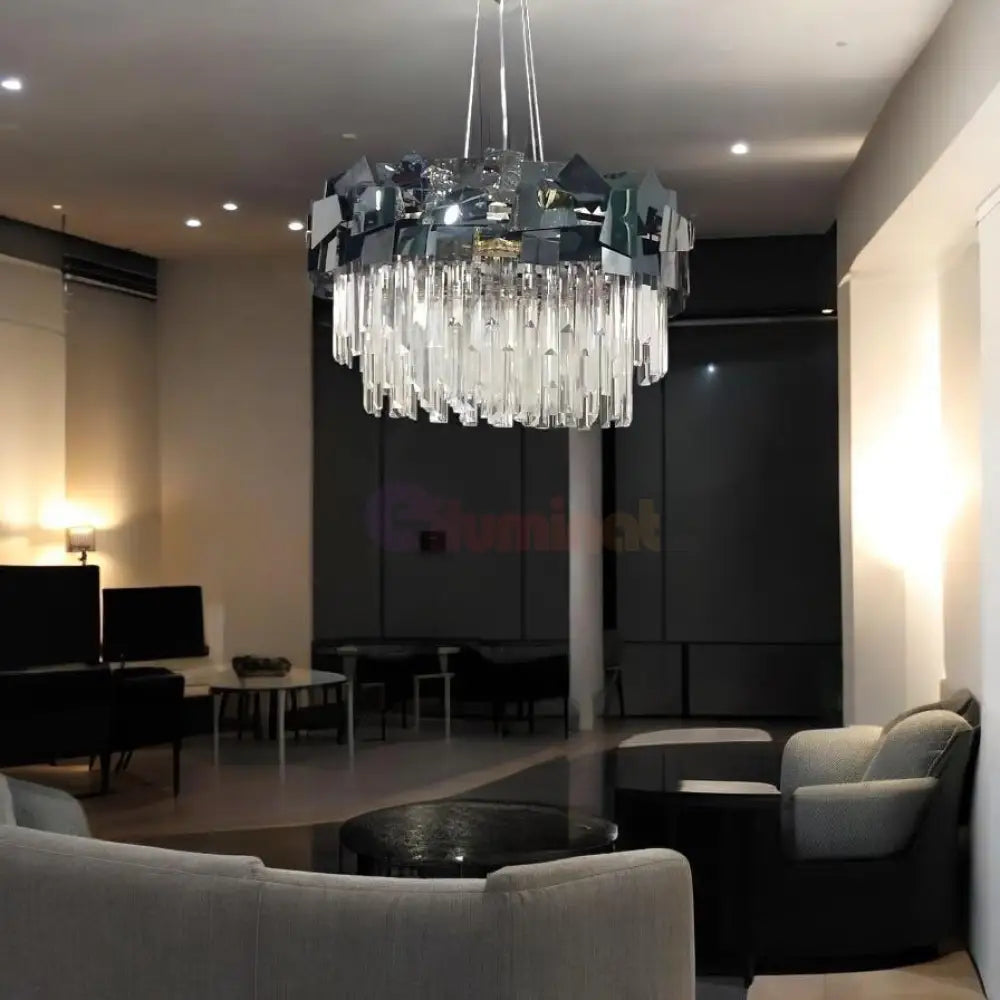 Candelabru Cristal Modern Troy Negru Lucios Chandeliers Crystal