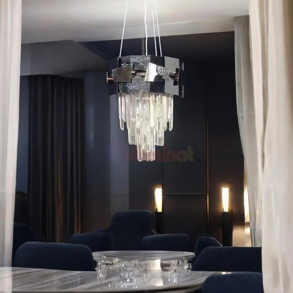 Candelabru Cristal Modern Troy Negru Lucios Chandeliers Crystal