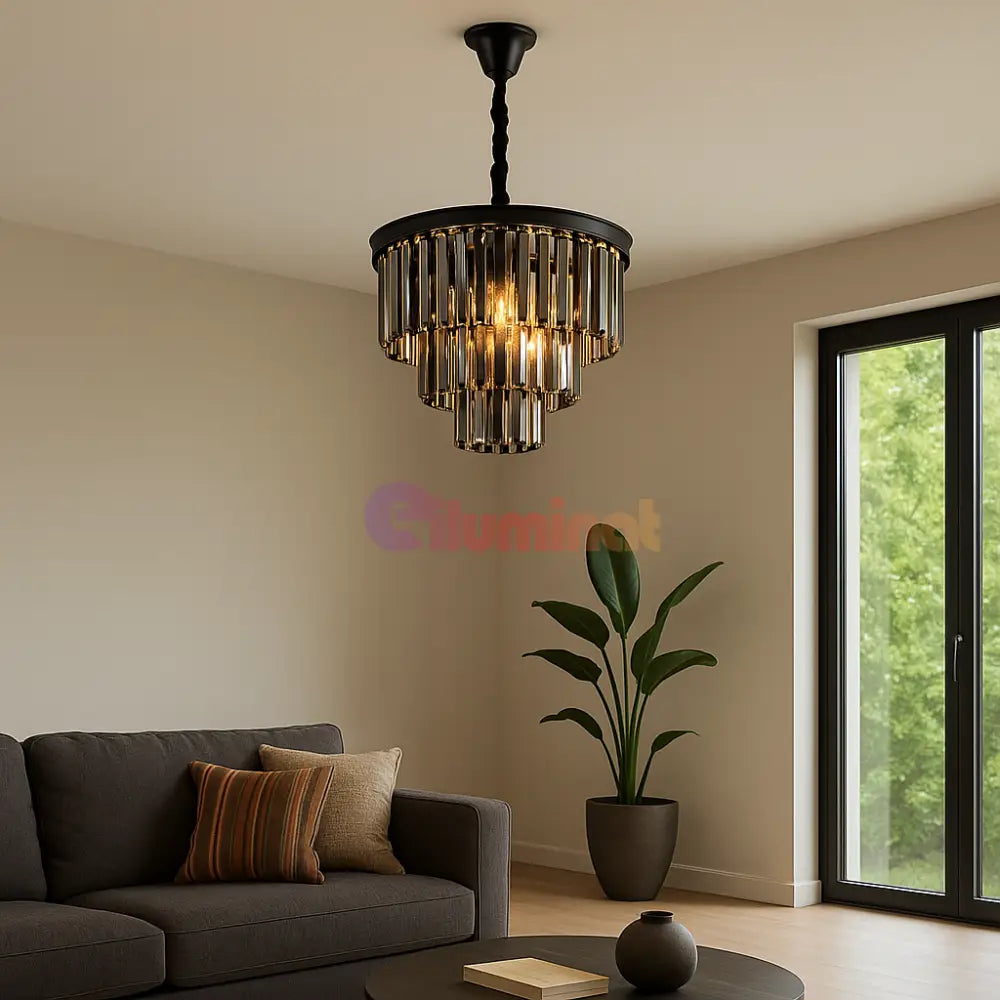 Candelabru Cristal SMOKY BLACK/GREY ROUND 400mm NEGRU + GRI / 40CM / CRISTAL Chandeliers Crystal
