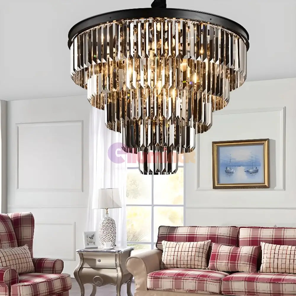 Candelabru Cristal SMOKY BLACK/GREY ROUND 600mm NEGRU + GRI / 60CM / CRISTAL Chandeliers Crystal