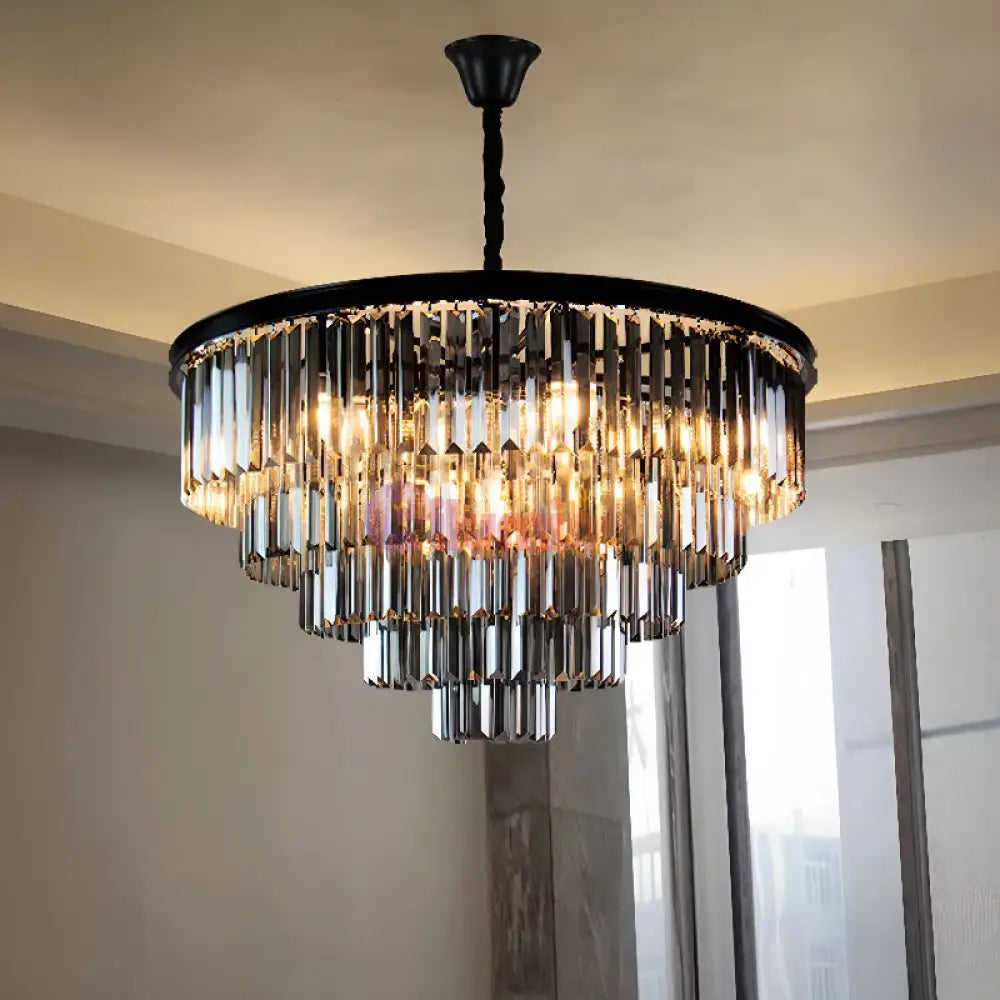 Candelabru Cristal SMOKY BLACK/GREY ROUND 600mm NEGRU + GRI / 60CM / CRISTAL Chandeliers Crystal
