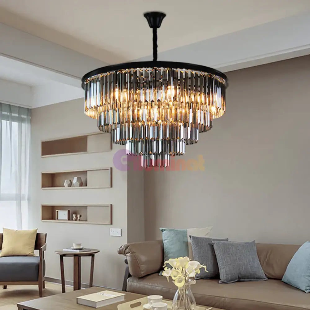 Candelabru Cristal SMOKY BLACK/GREY ROUND 600mm NEGRU + GRI / 60CM / CRISTAL Chandeliers Crystal