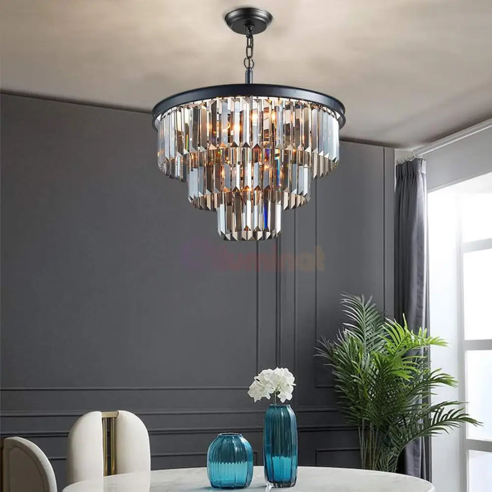 Candelabru Cristal SMOKY BLACK ROUND 400mm NEAGRA / 40CM / CRISTAL Chandeliers Crystal